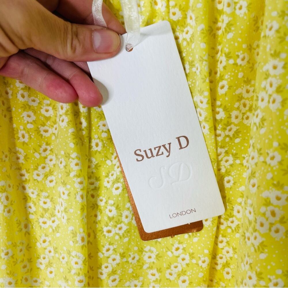 NWT Suzy D yellow floral cottagecore prairie maxi sundress oversized small - Picture 6 of 9